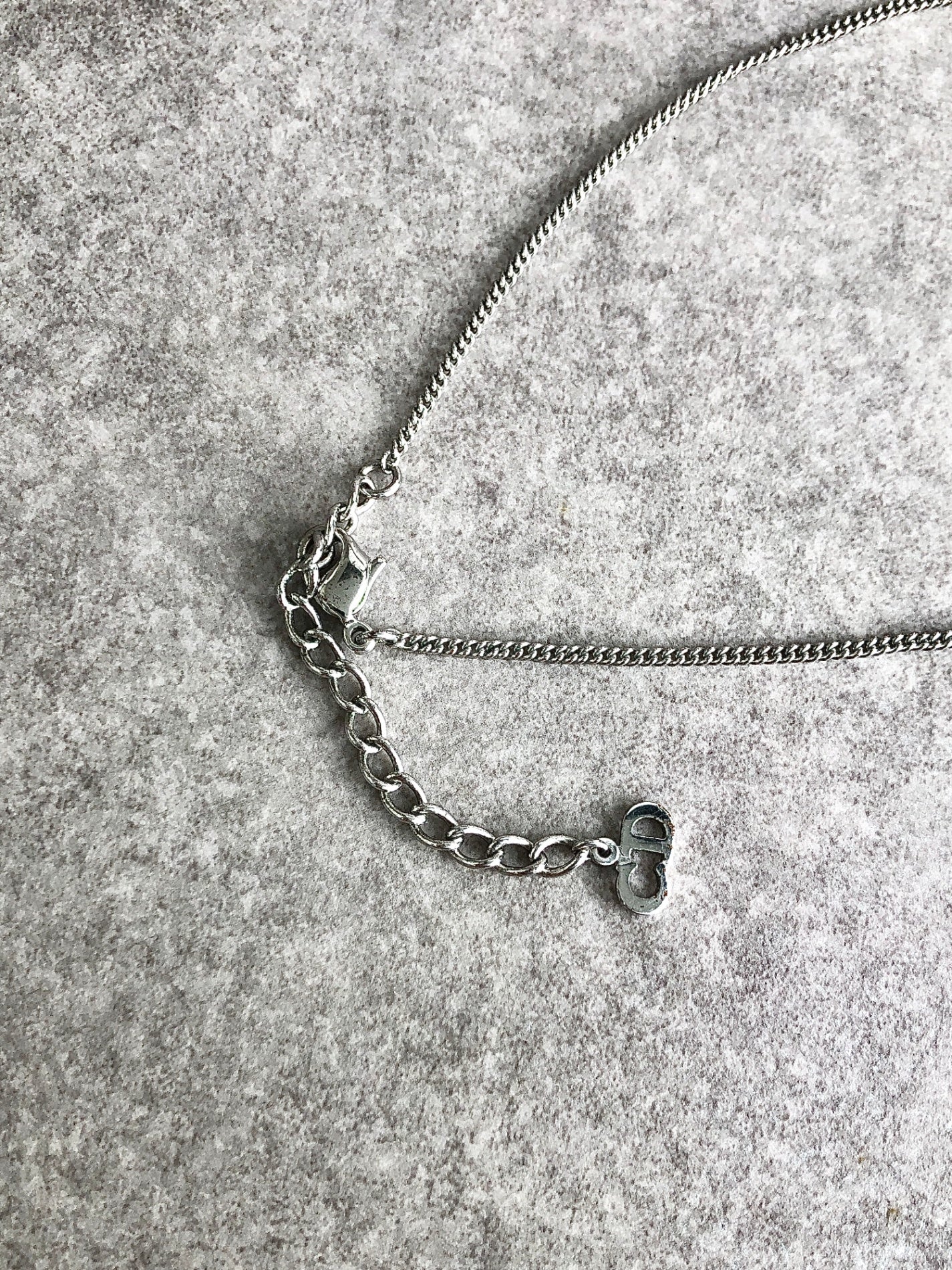 Christian Dior Logo Motif Necklace Silver Vintage m2w873