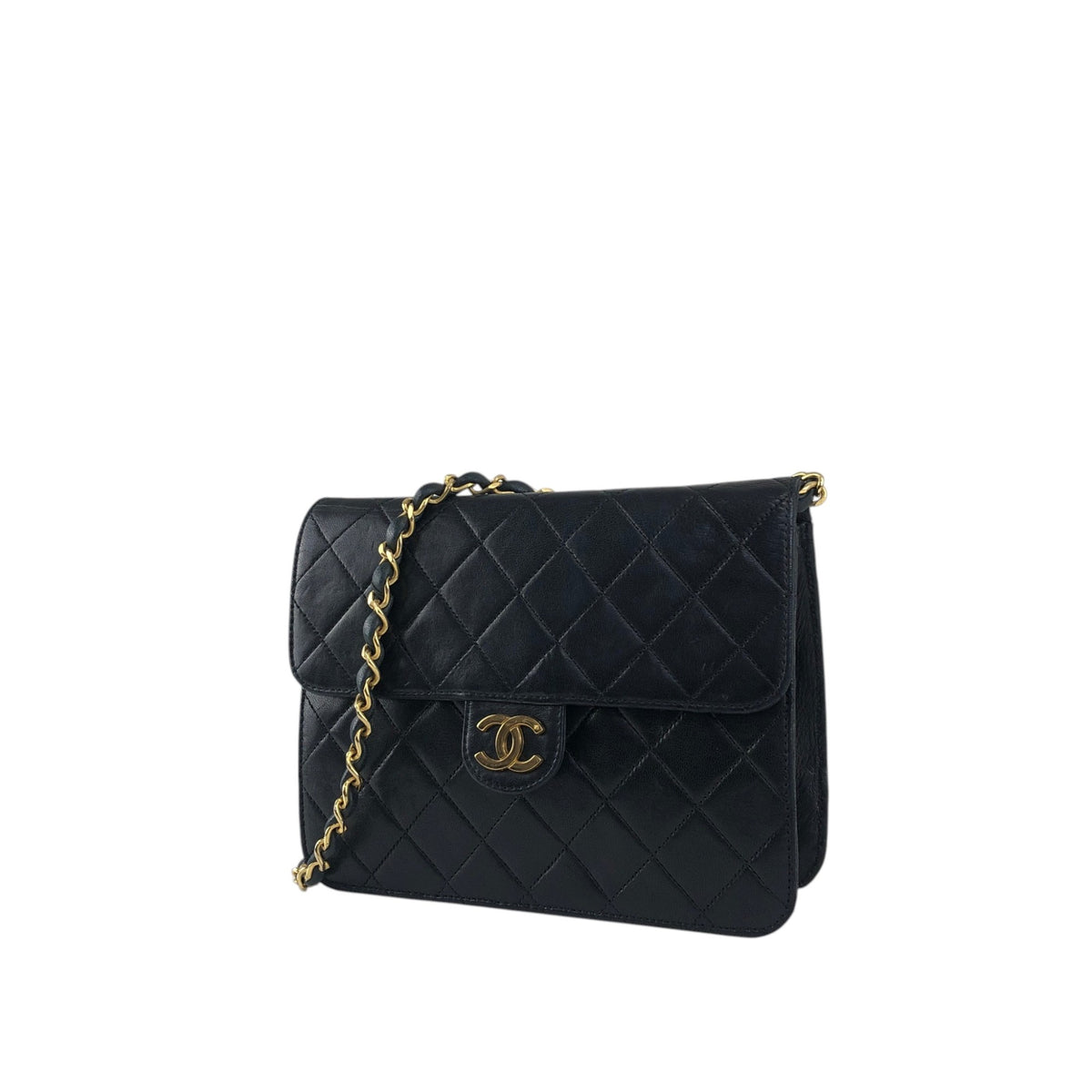 CHANEL Matelasse Coco Mark Turn Lock Chain Shoulder bag Black Vintage tjbcjh