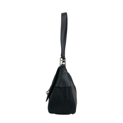 PRADA Triangle Logo Front Buckle Shoulder bag Black Vintage dwjuwu