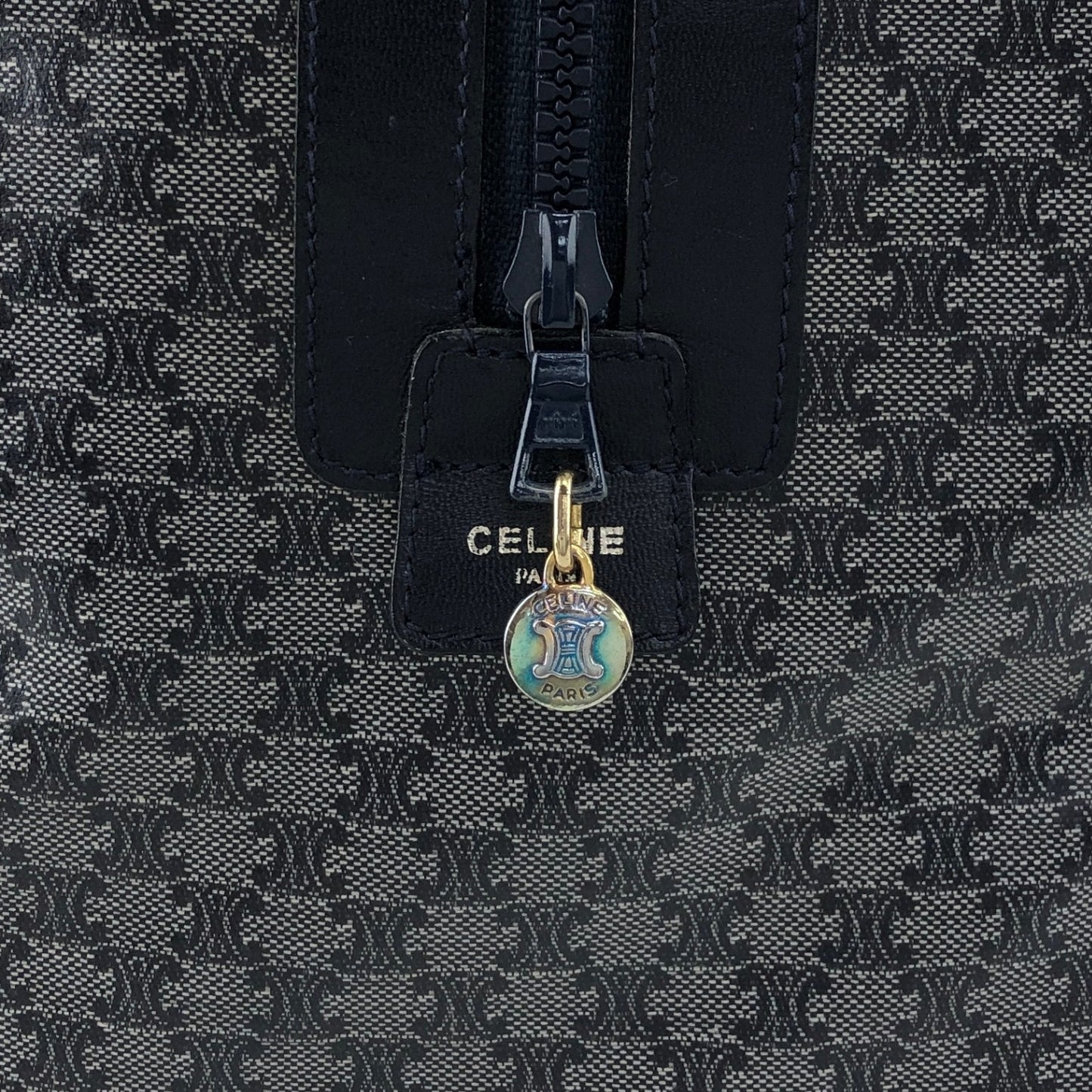 CELINE Macadam Blason Boston bag Navy Vintage scyzx6