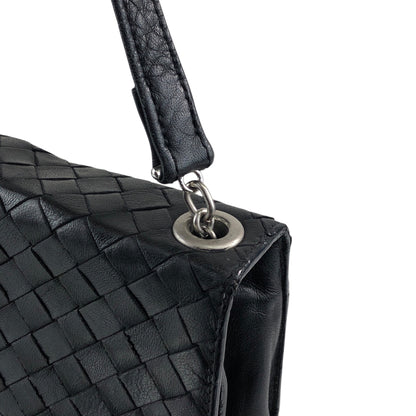 Bottega Veneta Intrecciato Turn Lock Shoulder bag Black Vintage jk5whm