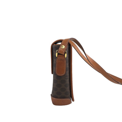 CELINE Macadam  PVC Leather Shoulder bag Brown Vintage  szms37
