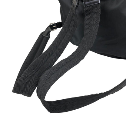 PRADA Tessuto Triangle Logo Front Buckle Double Pocket Backpack Black Vintage mkvbvj