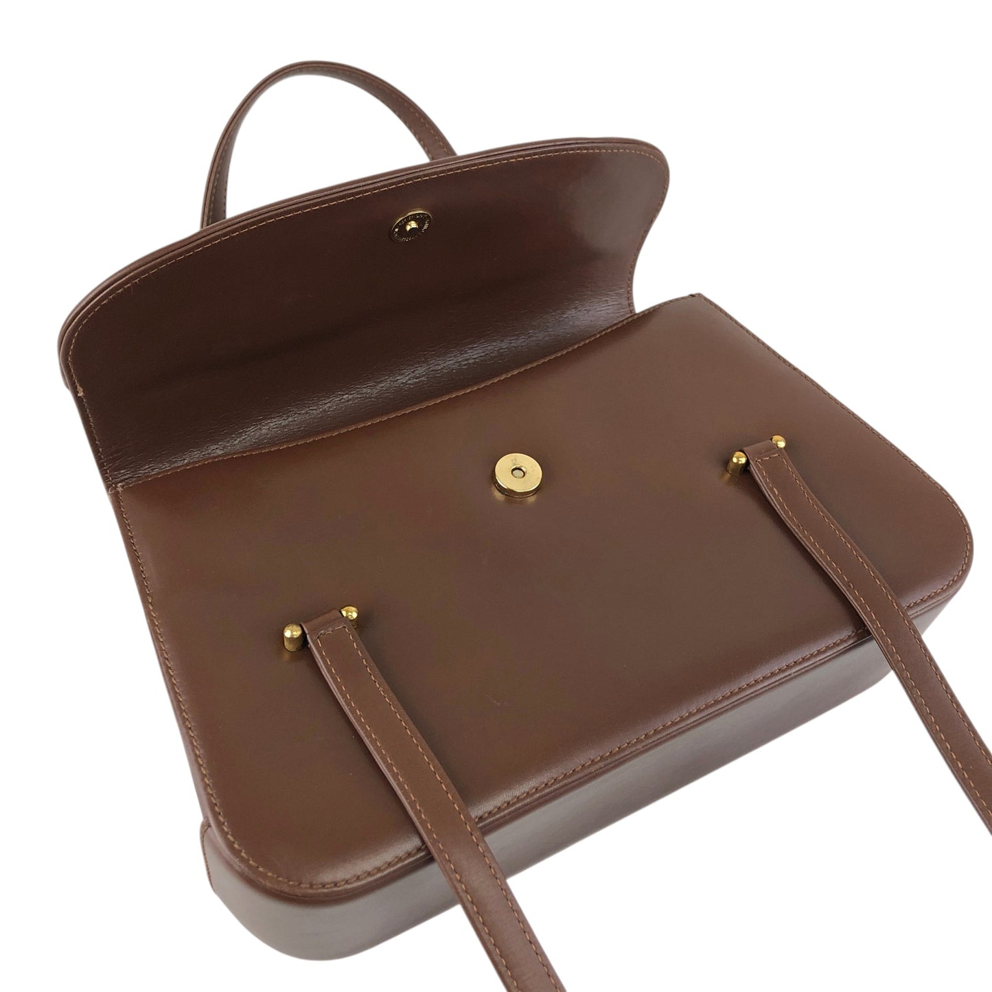 GUCCI GG Flap Handbag Brown Vintage auy3z2