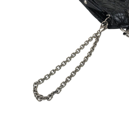 Christian Dior Cannage Logo Charm Handbag Black Vintage gk2smc