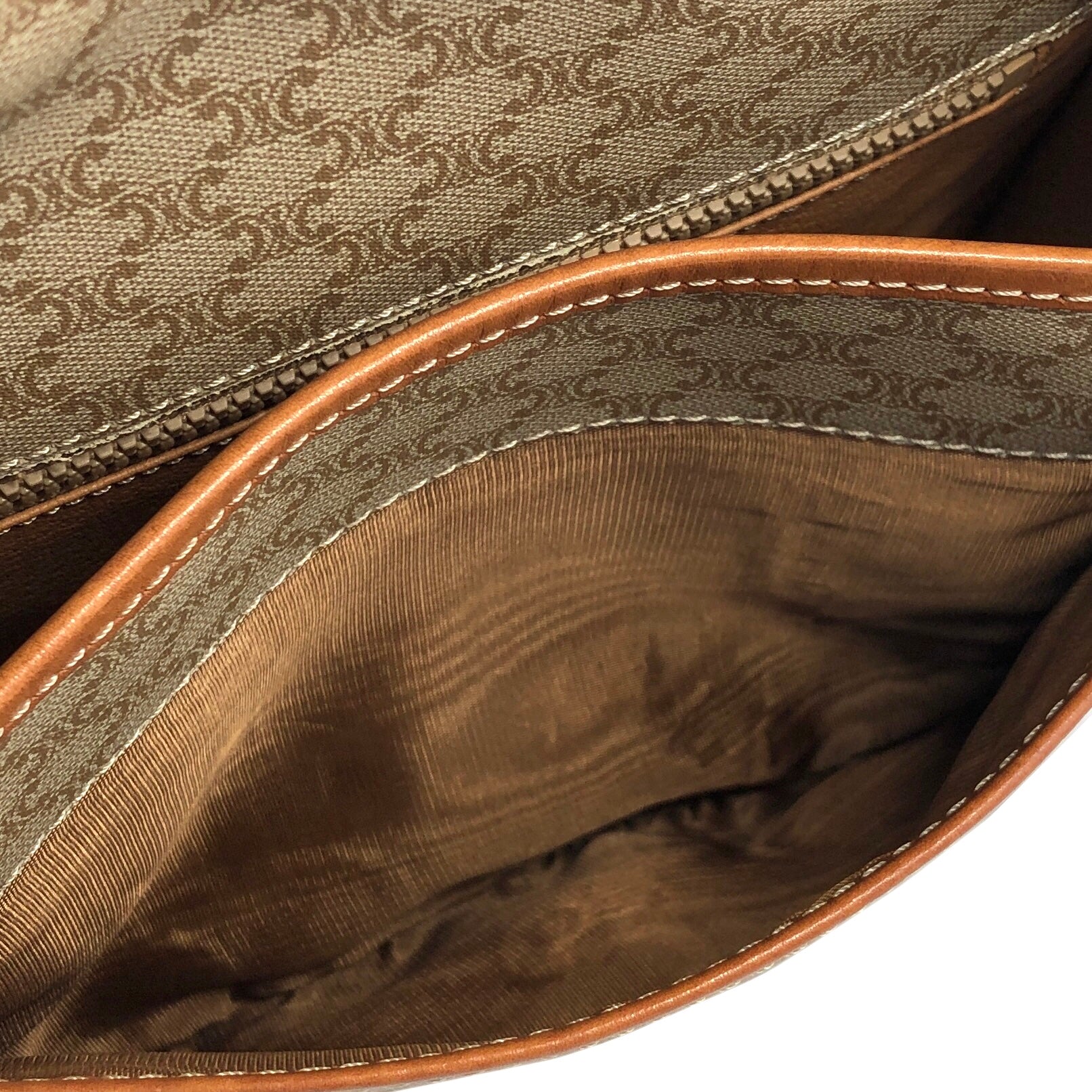 CELINE Macadam Shoulder Bag Accessory Pouch Brown Beige 