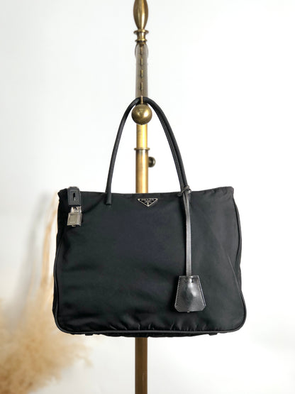 PRADA Tessuto Triangle Logo Totebag Black Vintage a6ap6j