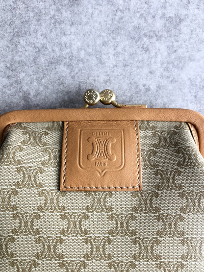 CELINE Macadam Blason Coin Purse Beige Vintage u2h6sg