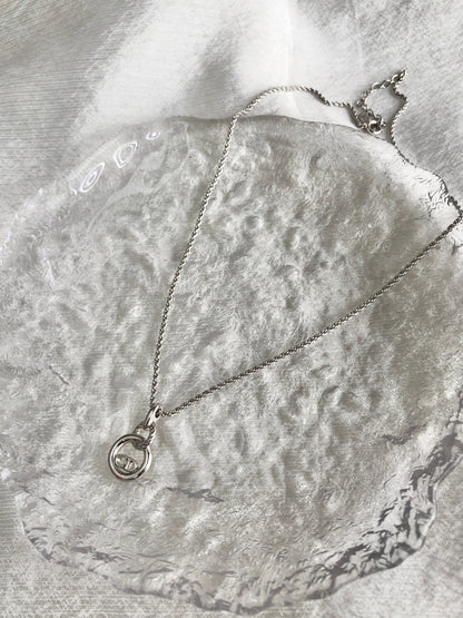 Christian Dior CD Logo Necklace Silver Vintage i6sati
