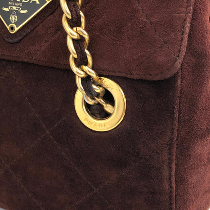 PRADA Triangle Logo Chain Shoulder bag Brown Vintage aprb7j