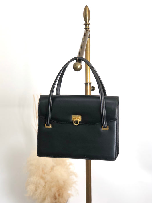 CELINE Gancini Handbag Black Vintage 8wy4yf