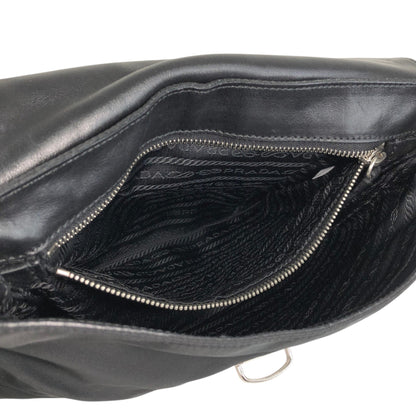 PRADA Triangle Logo Push lock Shoulder bag Black Vintage kcukna
