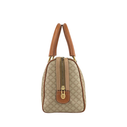 CELINE Macadam Blason Handbag Boston bag Beige Vintage t7x7kn