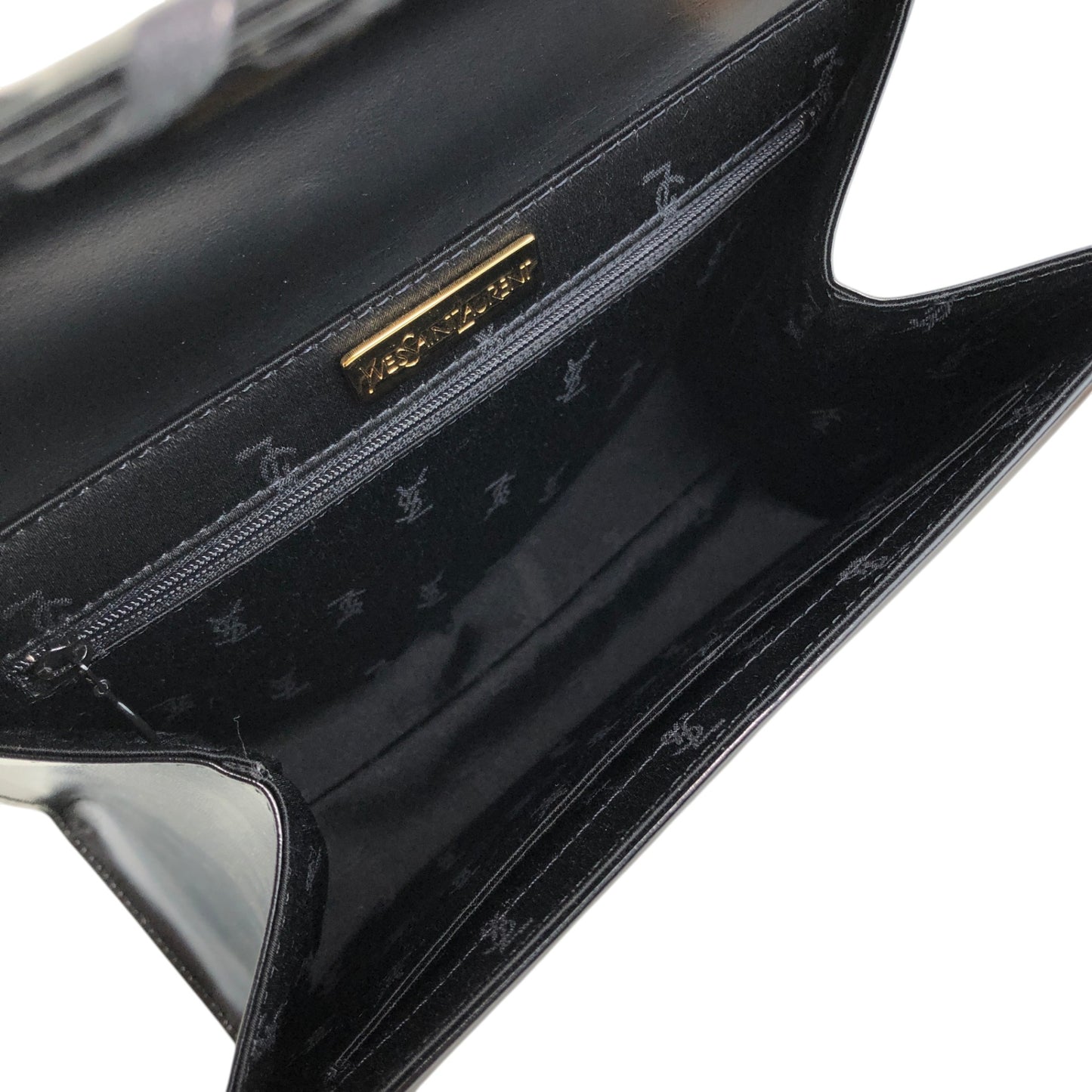 Yves Saint Laurent Logo Embossed Stitch Top Handle Handbag Black Vintage 5rym7i