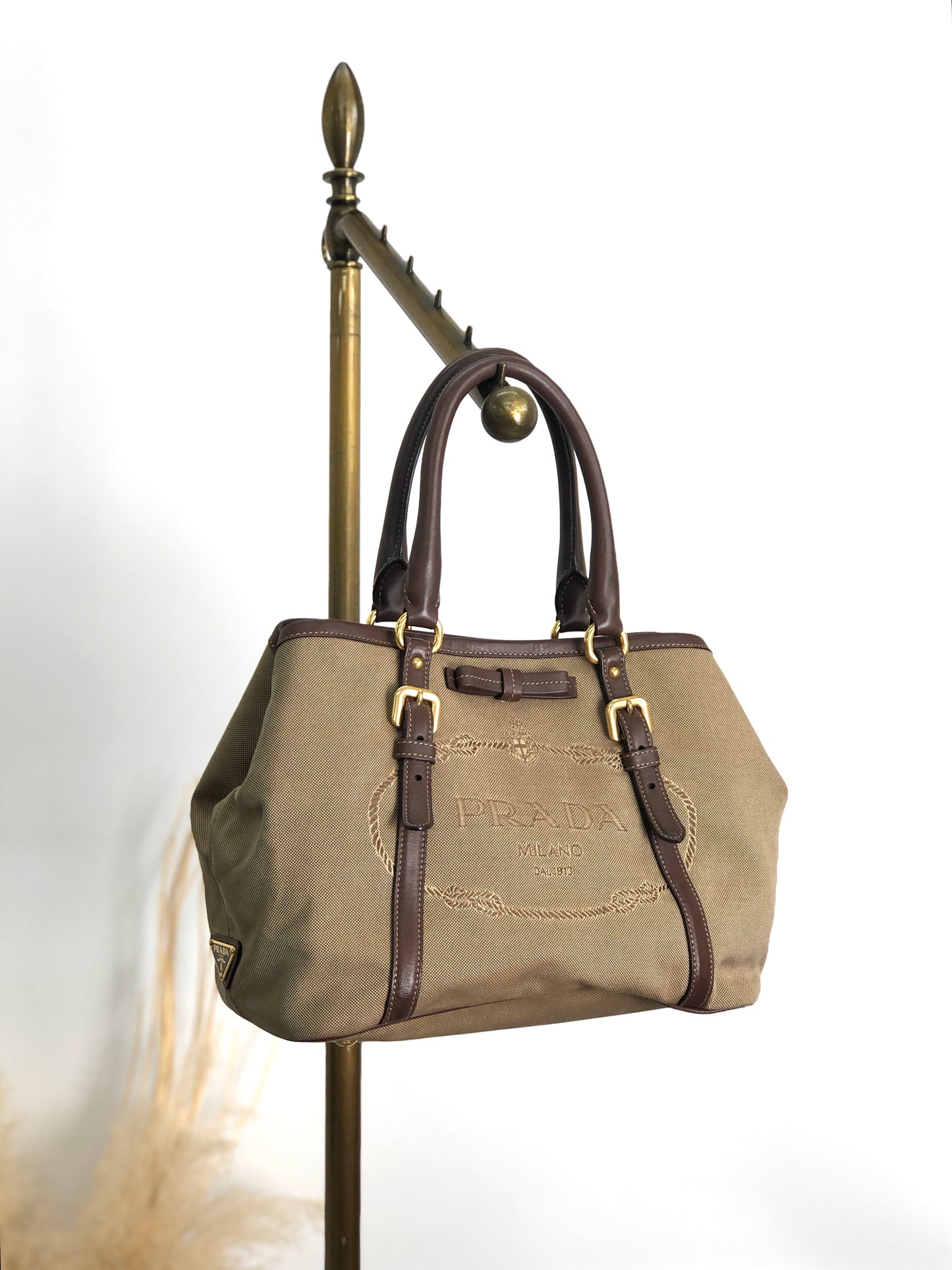 PRADA 標誌手袋 棕色 復古 7avgyx