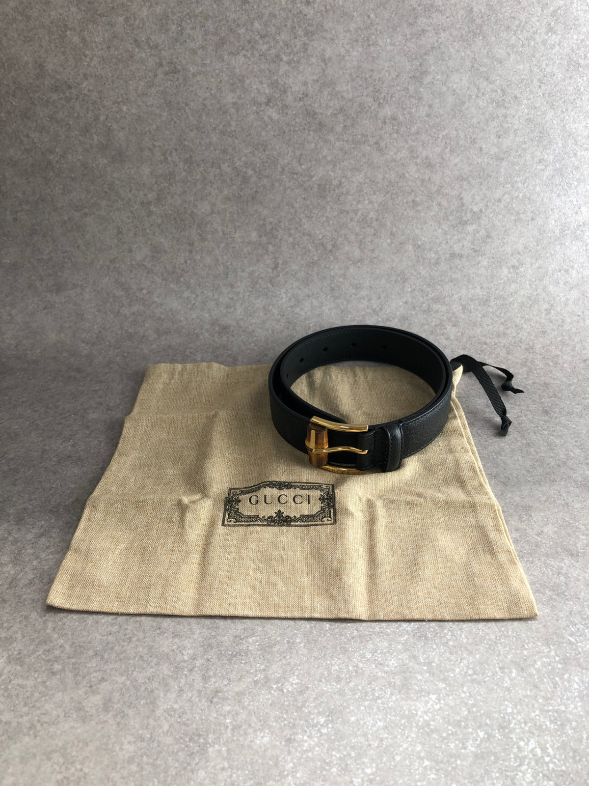 GUCCI Bamboo Belt Black Vintage 8anzpk