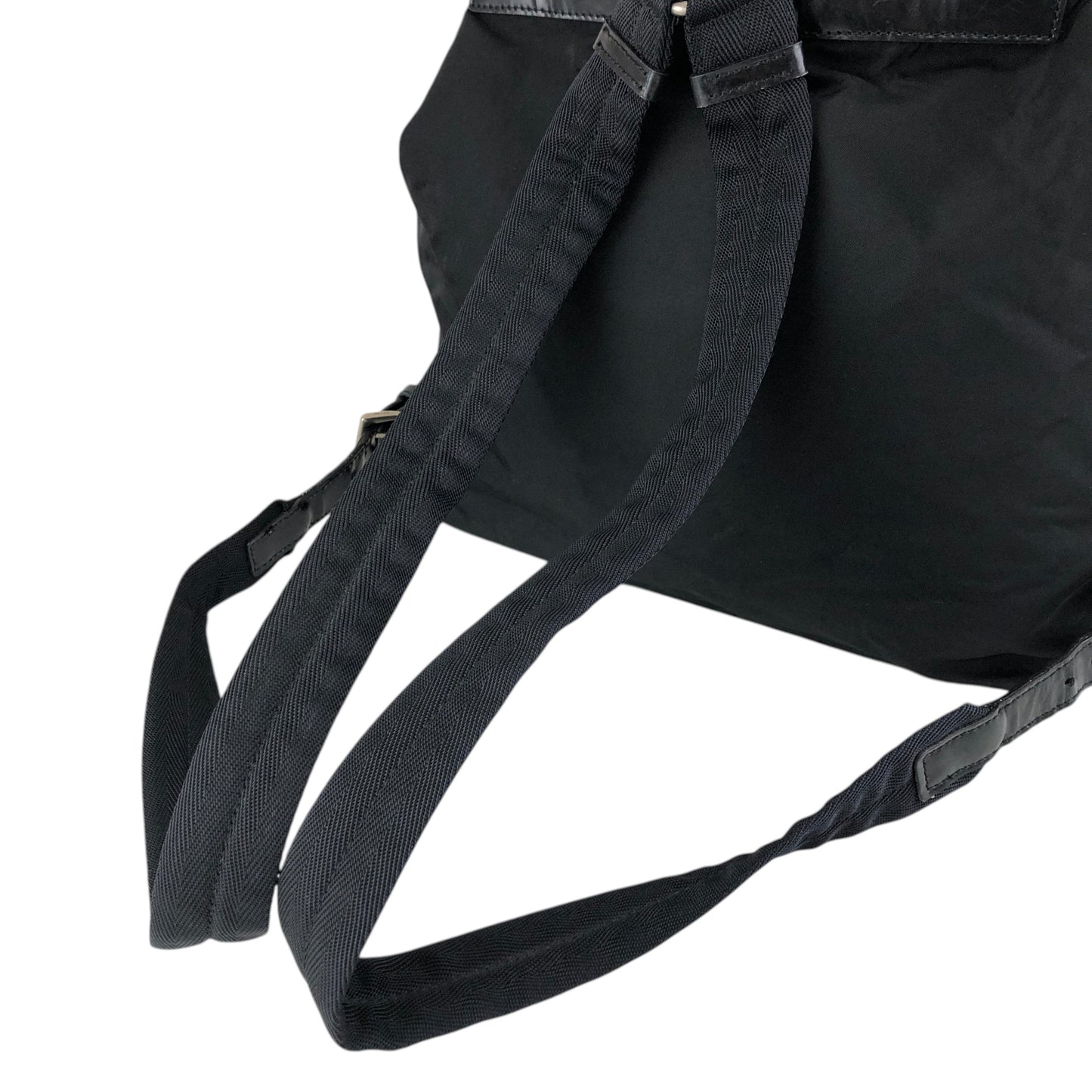 PRADA Tessuto Triangle Logo Double Pocket Backpack Black Vintage rr2dvd