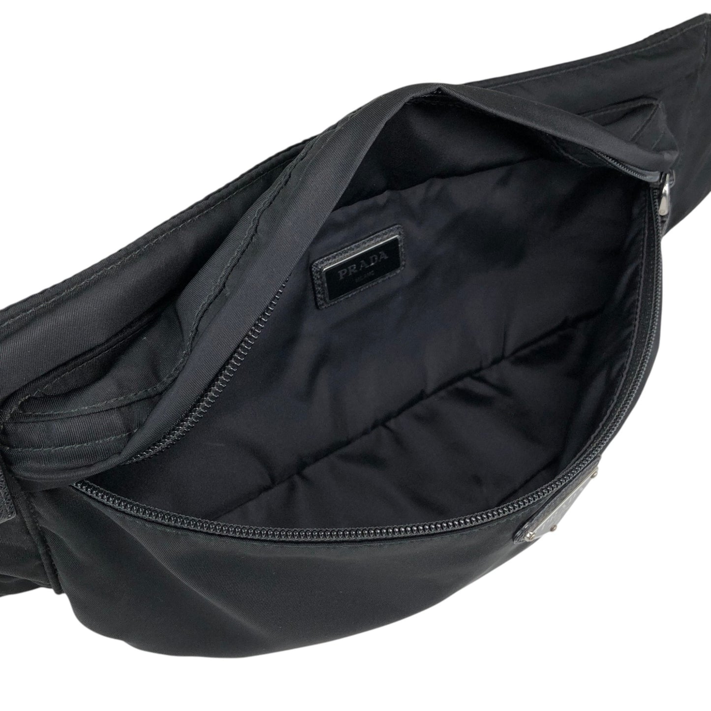 PRADA Tessuto Triangle Logo Sling bag Black Vintage 5xz3sa