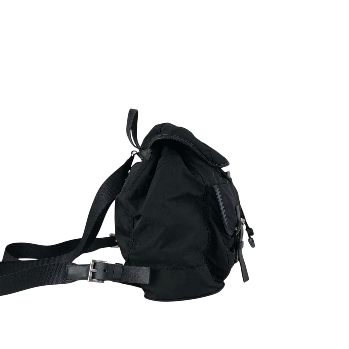 PRADA Tessuto Triangle Logo Double Pocket  Backpack Black Vintage cz4rjs