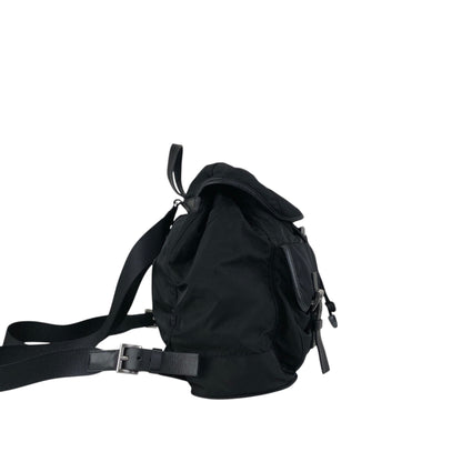 PRADA Tessuto Triangle Logo Double Pocket  Backpack Black Vintage cz4rjs