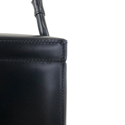 LOEWE Logo Front Lock Small Handbag Vanity bag Black Vintage ttbuhr