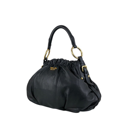 PRADA Logo Shoulder bag Hobobag Black Vintage ay6whk