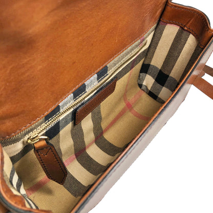 BURBERRYLogo Front Buckle Shoulder bag Brown Vintage 66nxby
