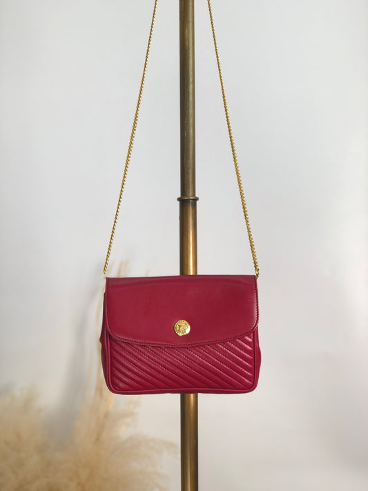 CELINE Blason Chain Shoulder bag Red Vintage vap3df