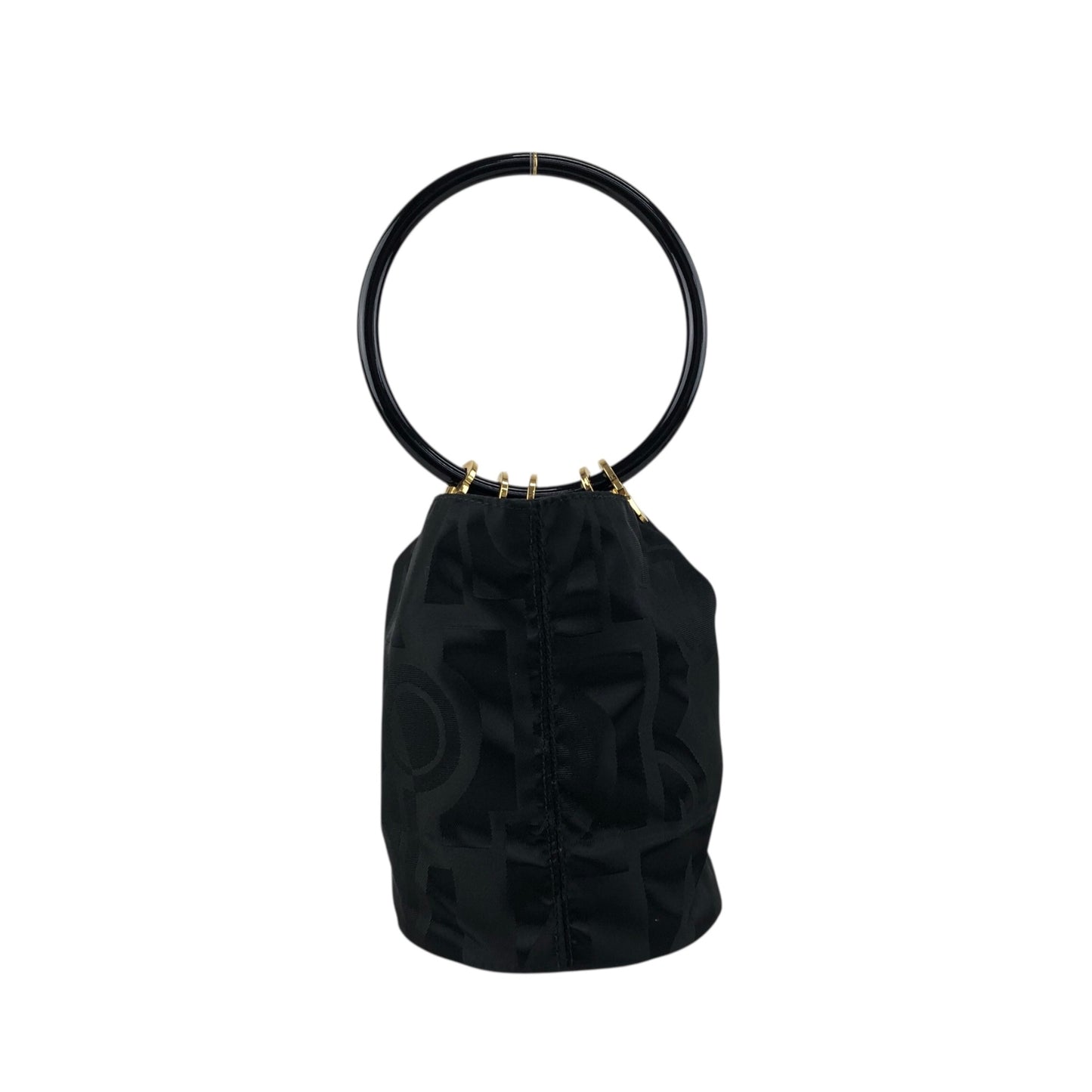 Salvatore Ferragamo Gancini Drawstring Small Handbag Black Vintage tigpxb