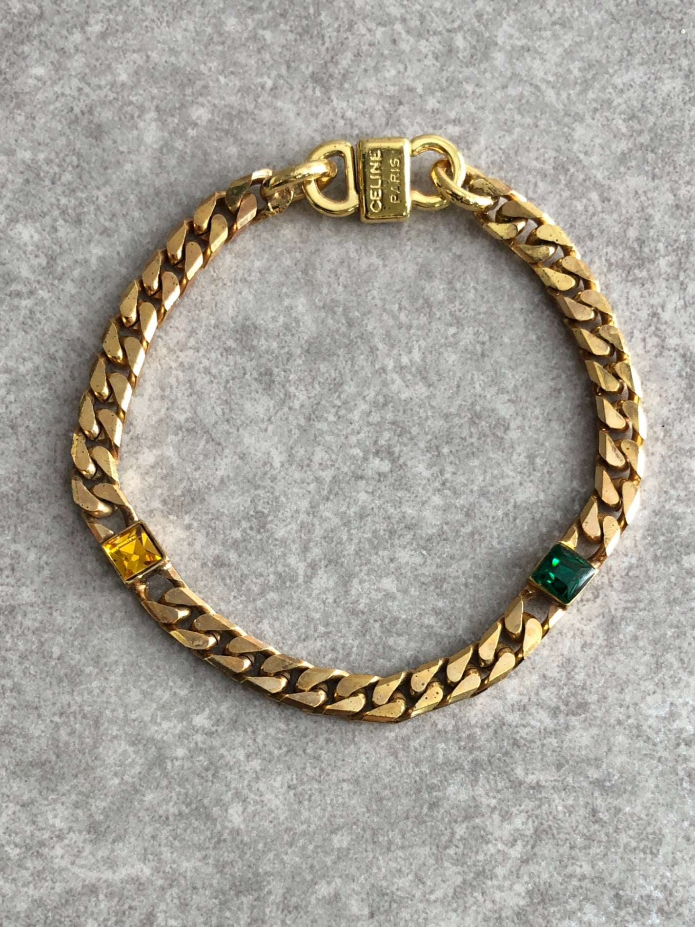 CELINE Stone Bracelet Gold Vintage uwc5j4