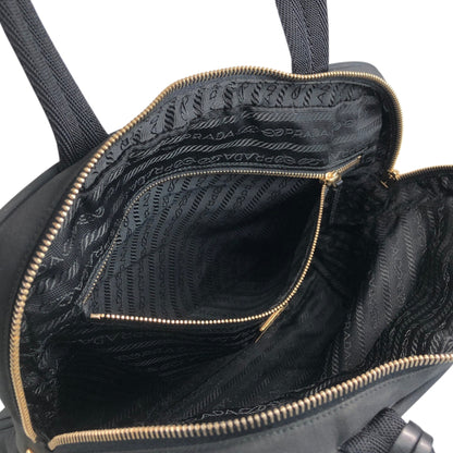 PRADA Tessuto Triangle Logo Padlock Handbag Black Vintage z2waww