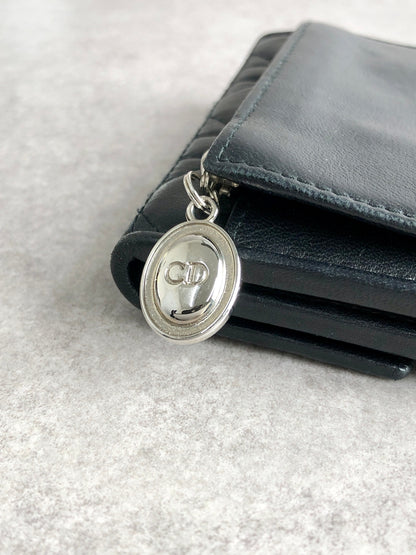 Christian Dior Cannage Folded Wallet Black Vintage 7hrhuv