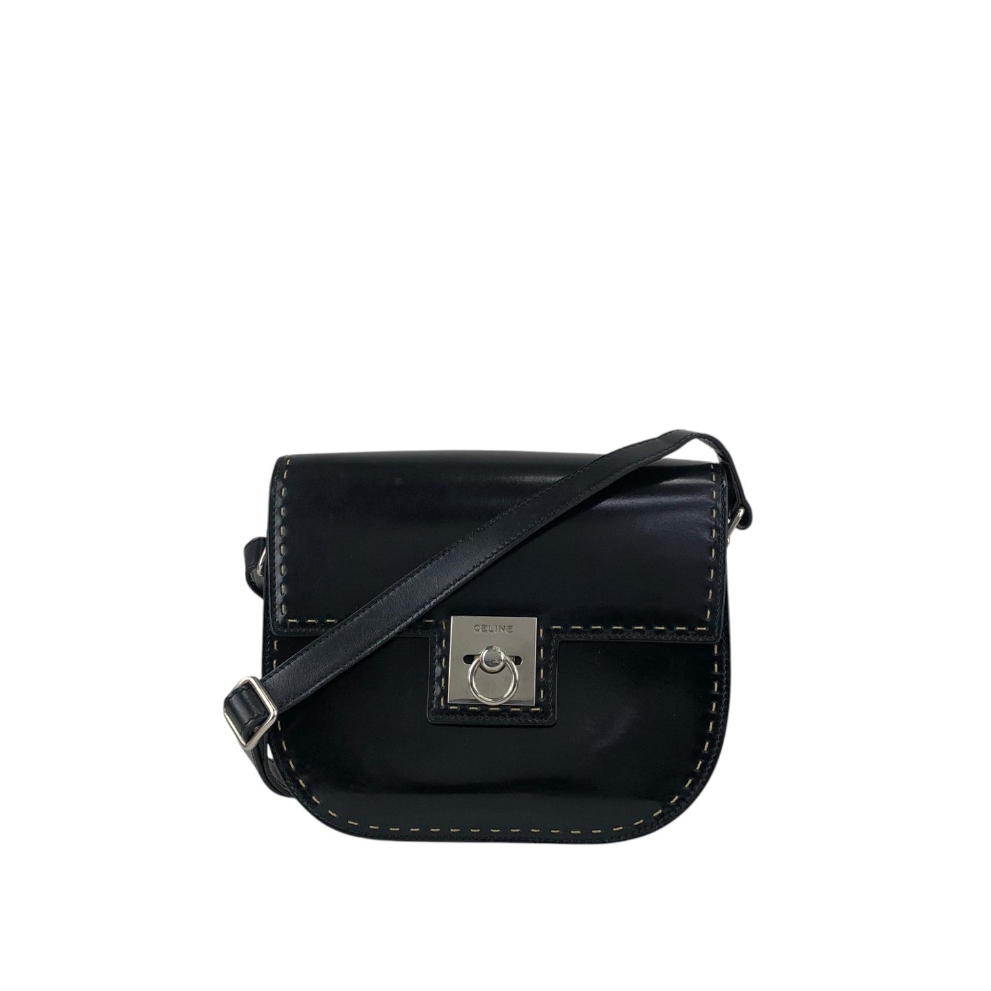 CELINE Gancini Shoulder bag Black Vintage ni2xww