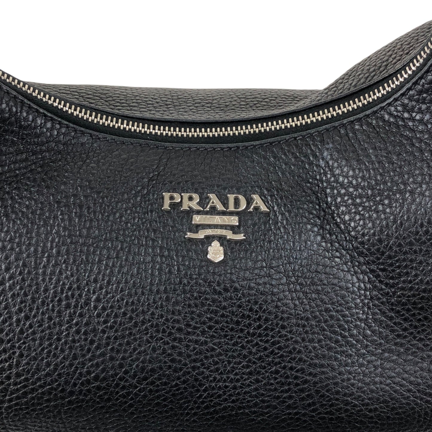 PRADA Logo Shoulder bag Hobobag Black Vintage 53rvk2
