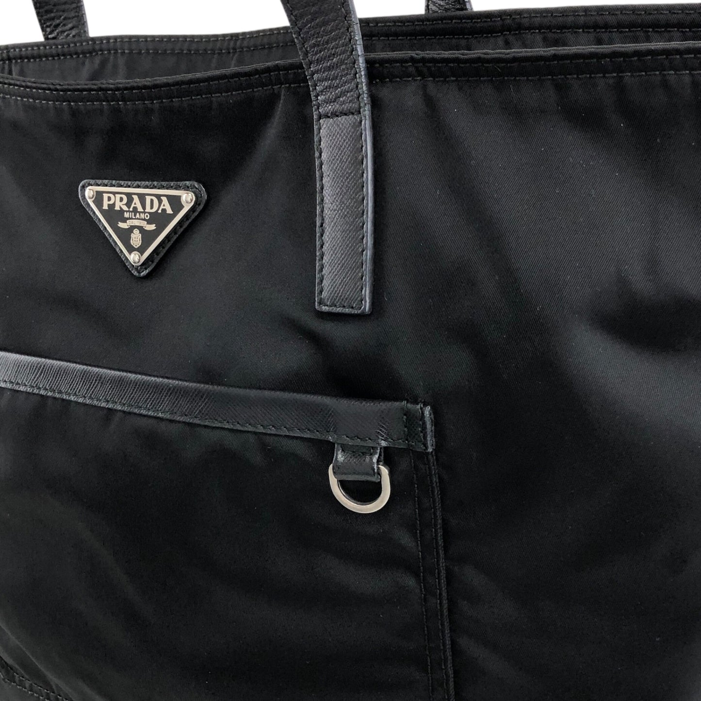 PRADA Triangle Logo Front Pocket Totebag Black Vintage p2sa5n
