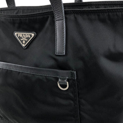 PRADA Triangle Logo Front Pocket Totebag Black Vintage p2sa5n