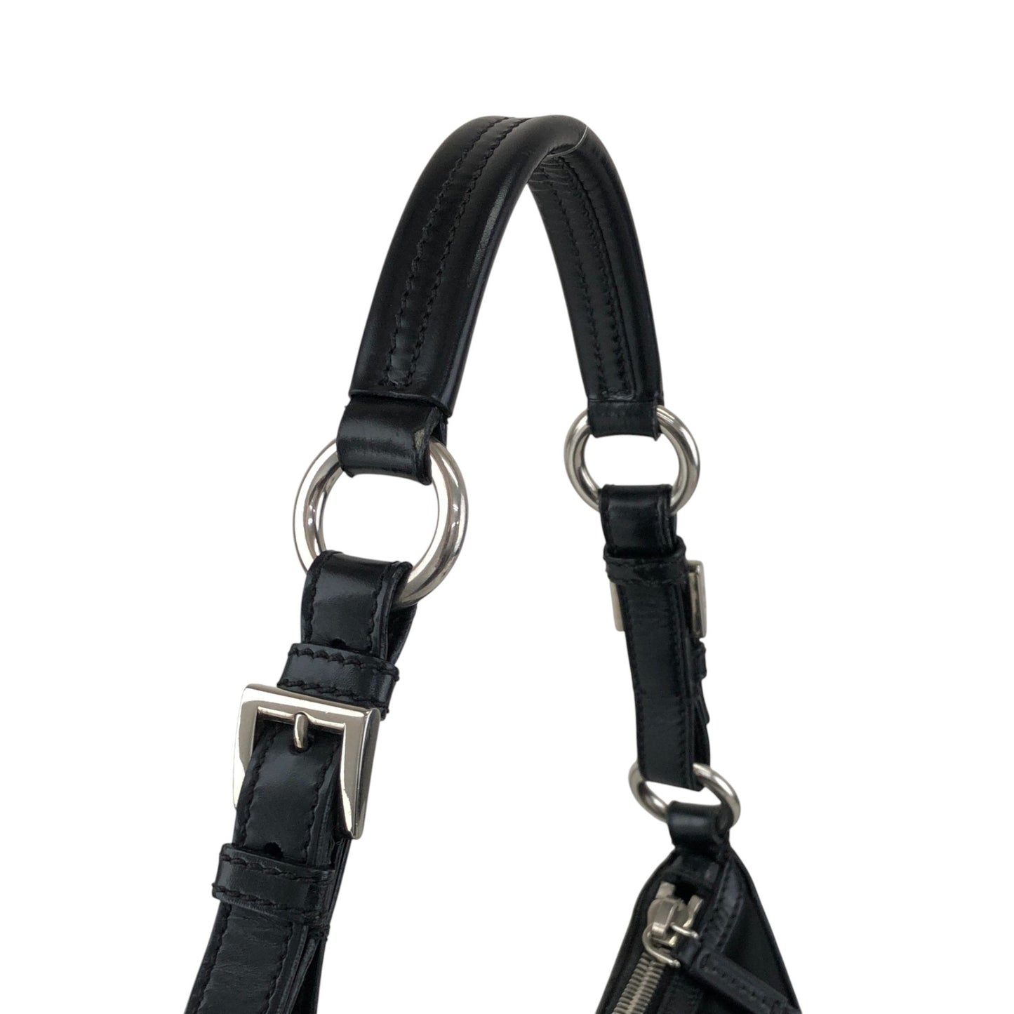 PRADA Tessuto Triangle Logo Shoulder bag Black Vintage prm6ap