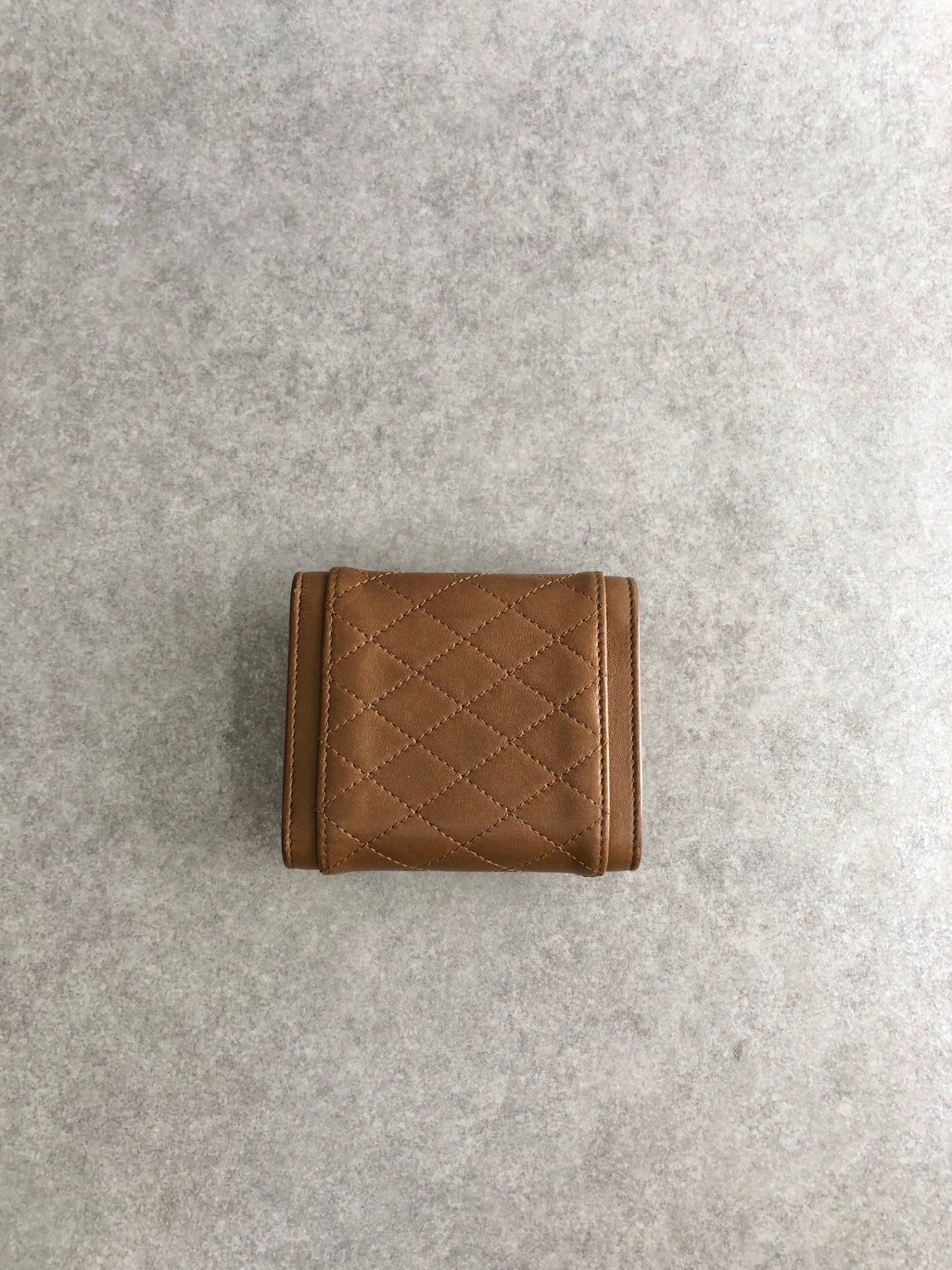 SAINT LAURENT PARIS YSL Logo Trifold Wallet Brown Vintage 2d43kh