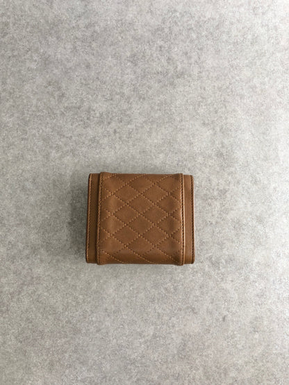 SAINT LAURENT PARIS YSL Logo Trifold Wallet Brown Vintage 2d43kh