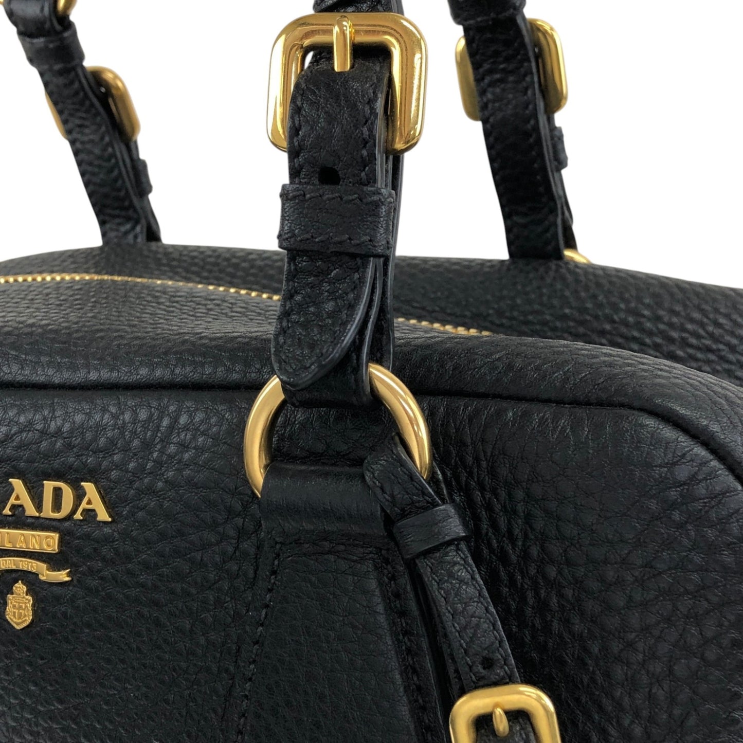 PRADA Logo Two-way Handbag Shoulder bag Black Vintage ws8uyb