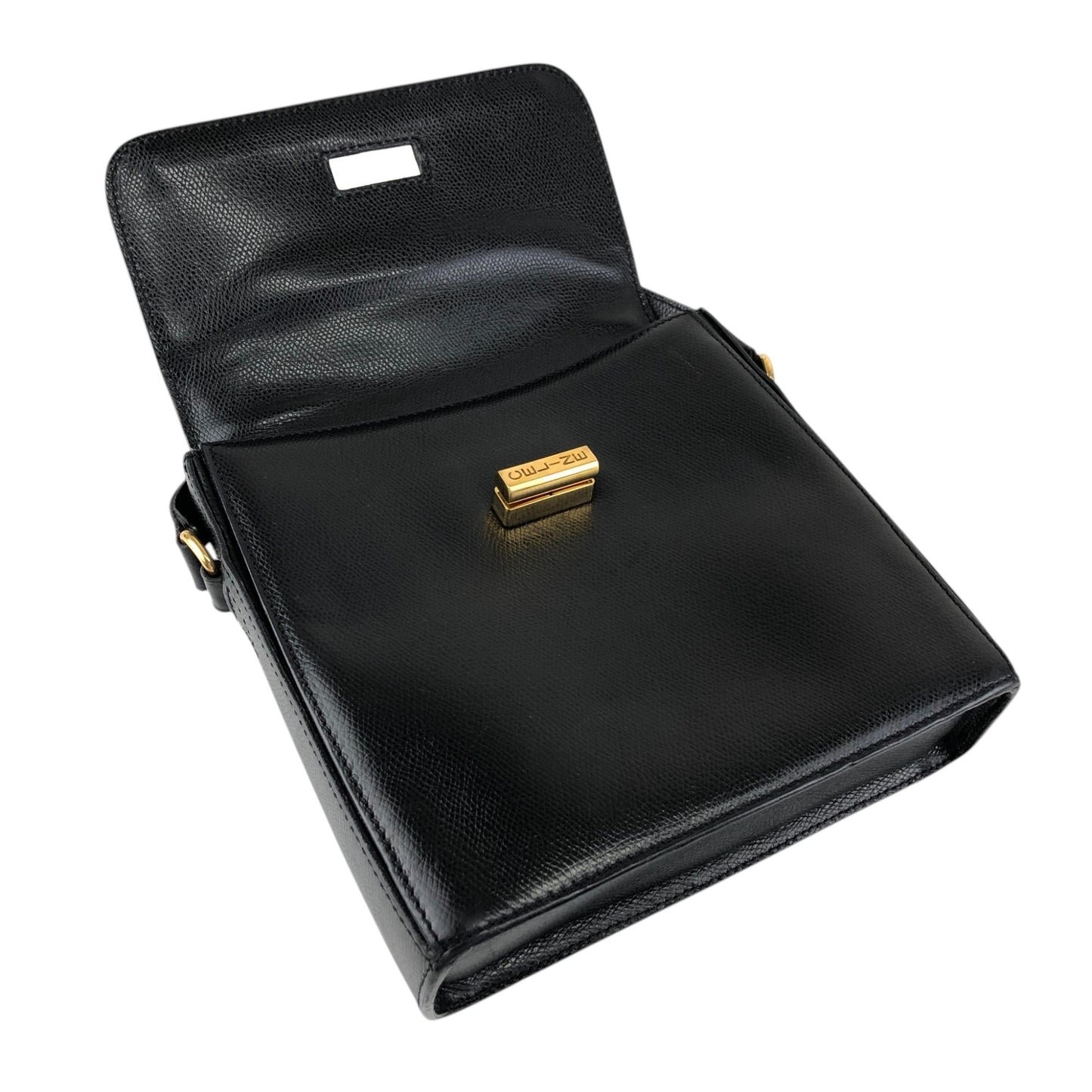 CELINE Turn Lock Shoulder bag Black Vintage txhccr