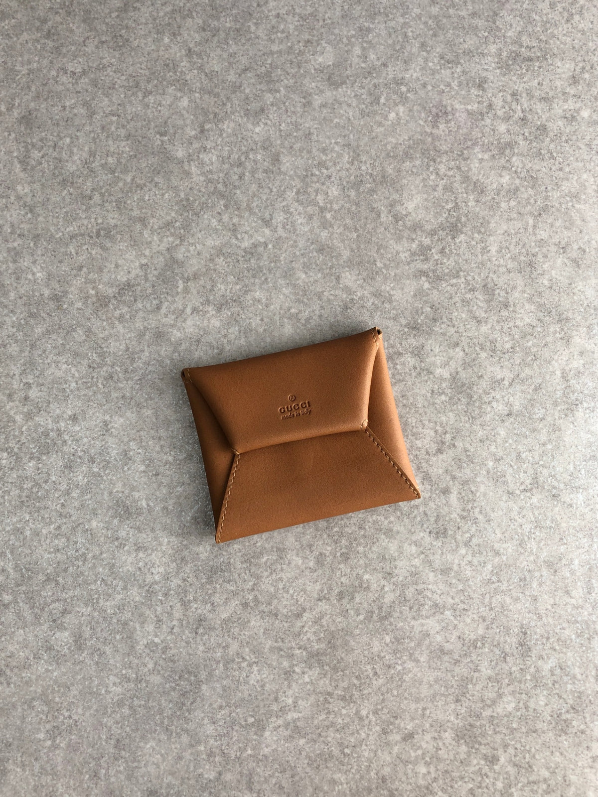 GUCCI Logo Embossed Coin Purse Brown Vintage 5suiaw