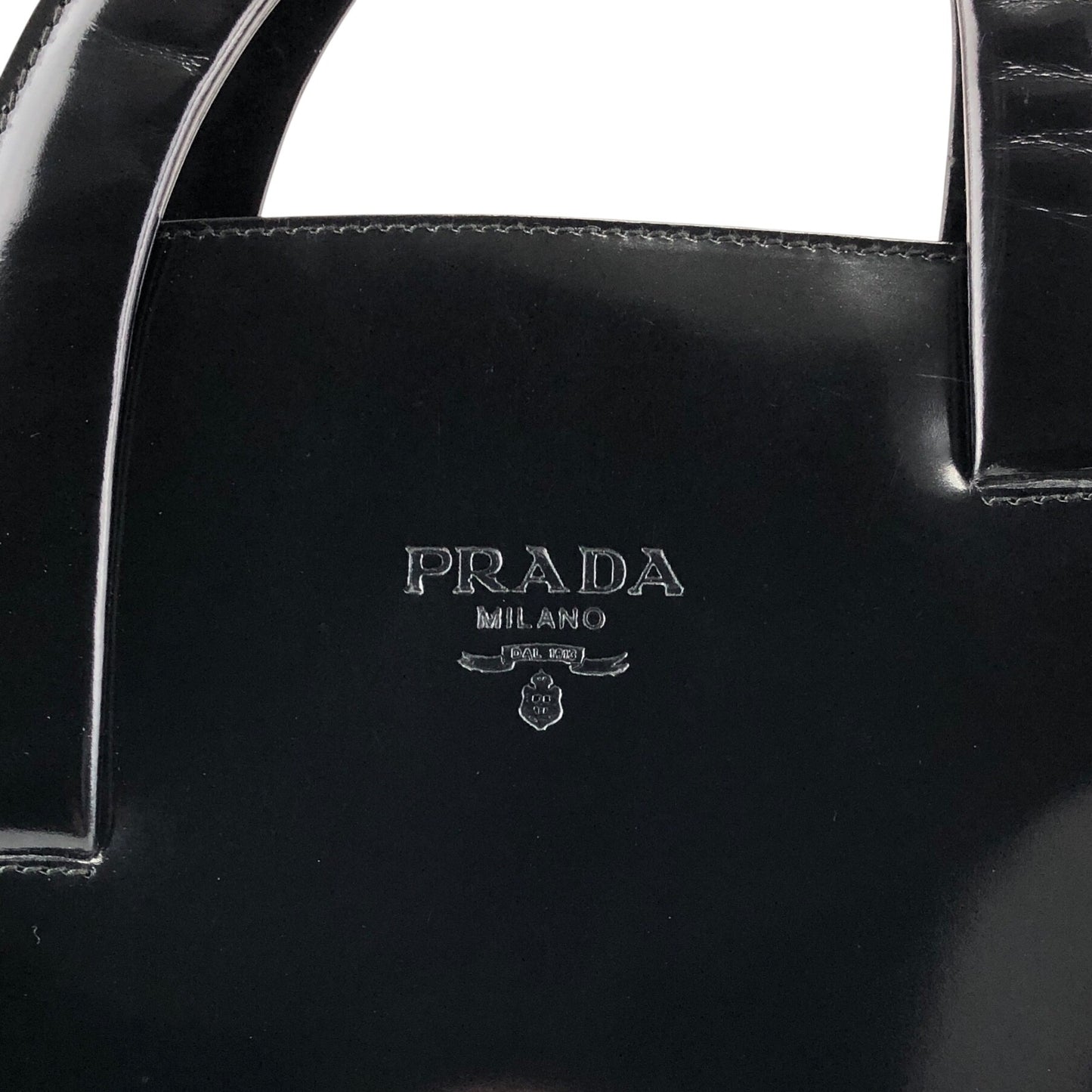 PRADA Logo Small Handbag Black Vintage snjxtd