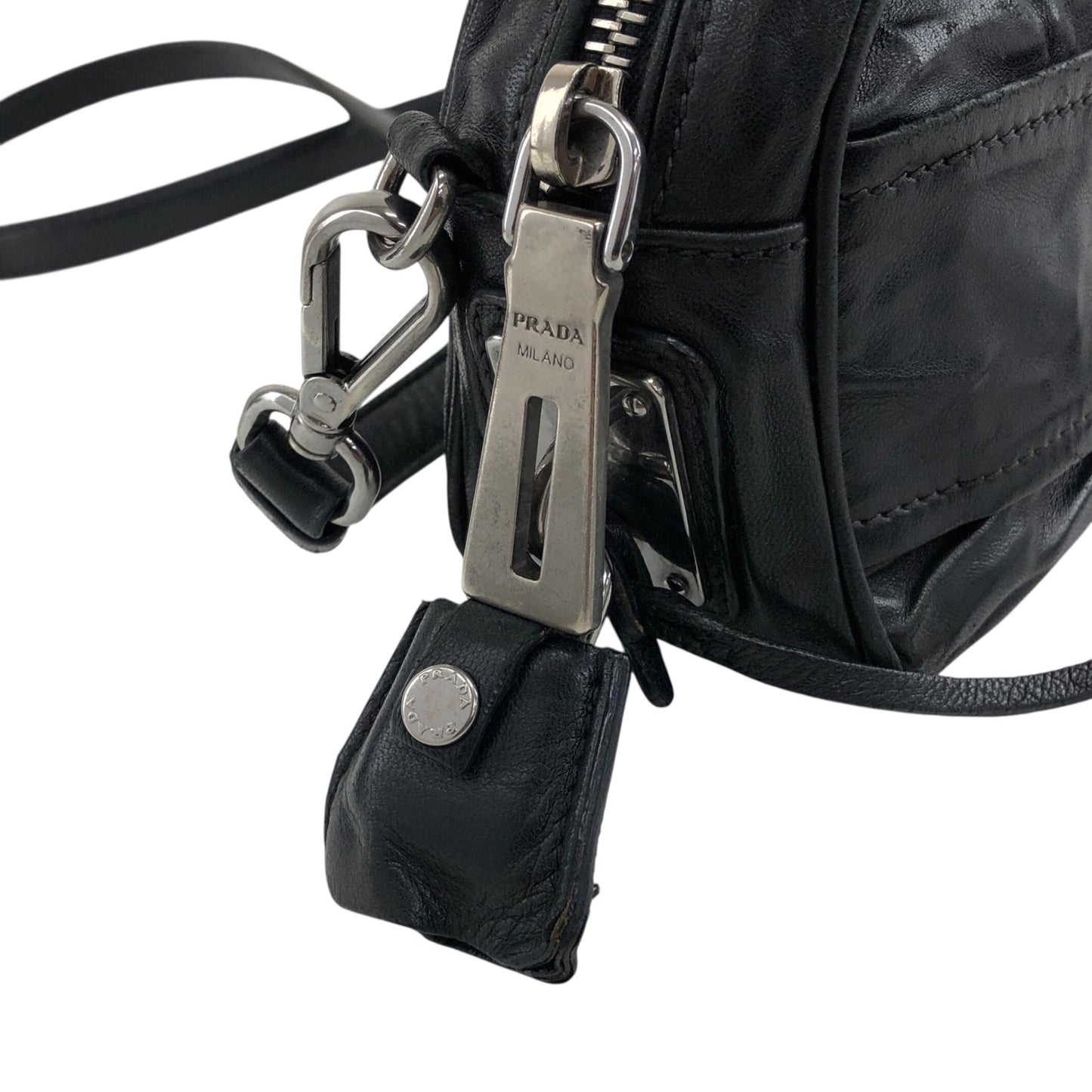 PRADA Buckle Shoulder bag Black Vintage cdnxfz