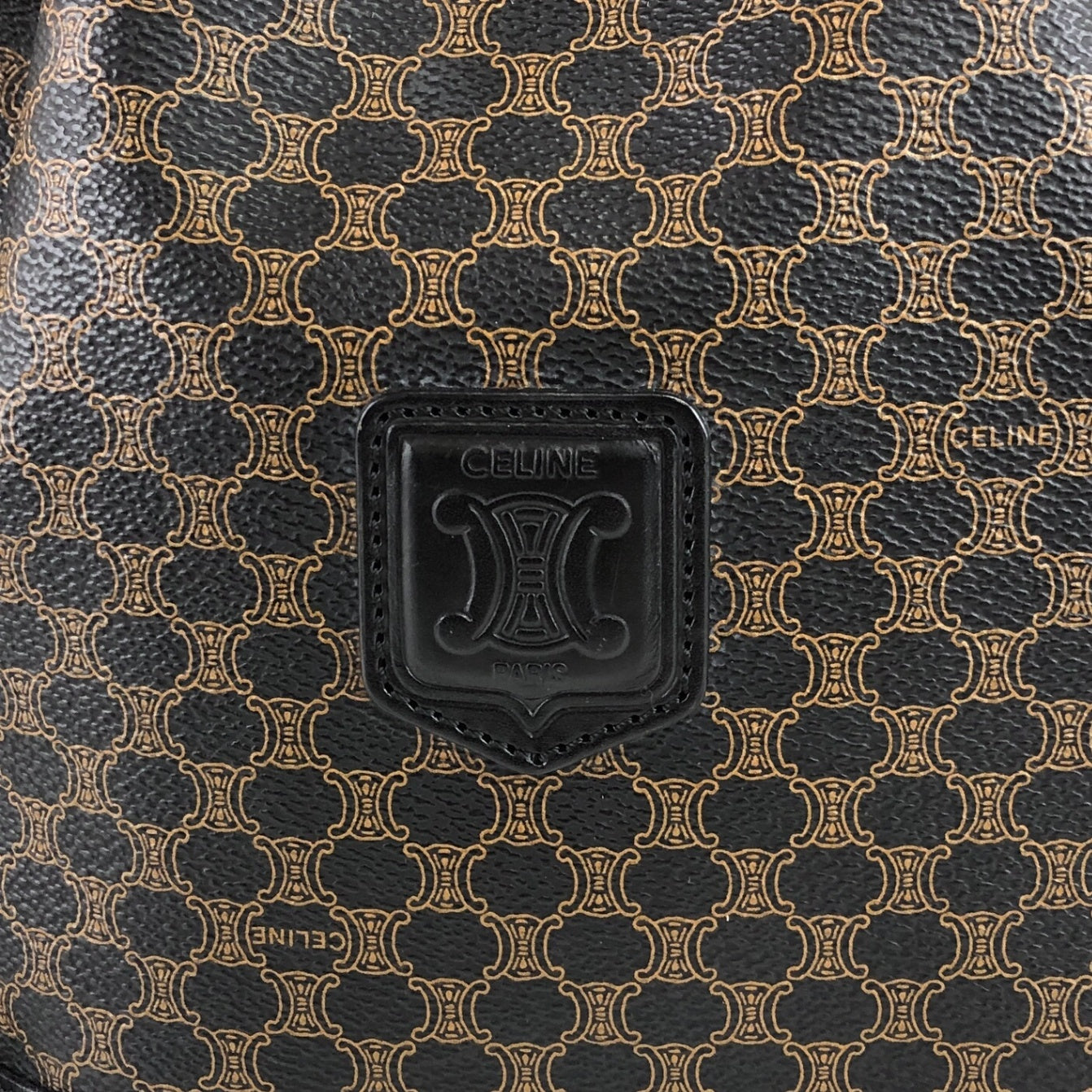 CELINE Macadam Blason Drawstring Shoulder bag Black Vintage ruunby