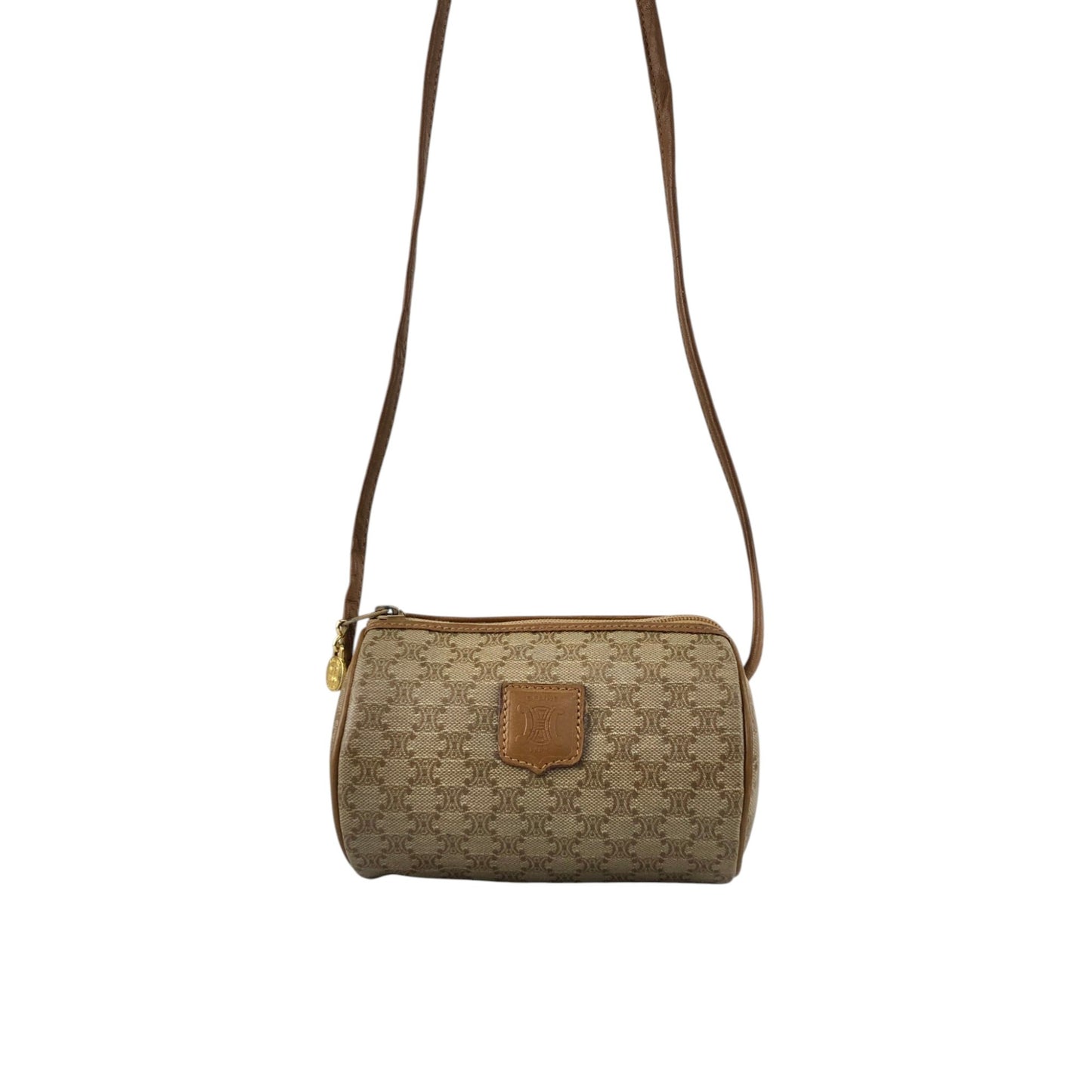 CELINE Macadam Blason Small Shoulder bag Beige Vintage n3gs7s