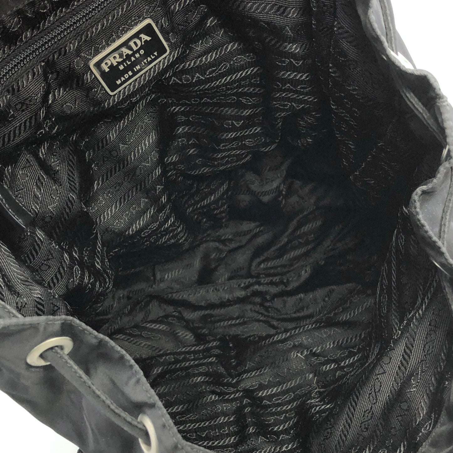 PRADA Triangle Logo Double Pocket Nylon Backpack Black Vintage mwb7bb