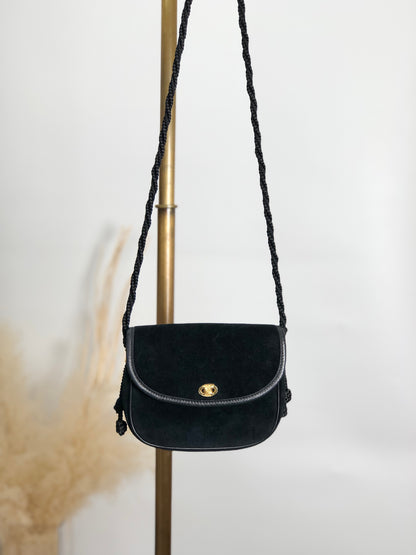 CELINE Blason Tassel Shoulder bag Black Vintage 55w28w