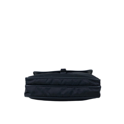 PRADA Logo Front Buckle Shoulder bag Navy Vintage eiigp4