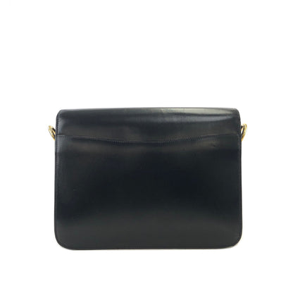 CELINE Gancini Leather Shoulder bag Black Vintage kmhh2a